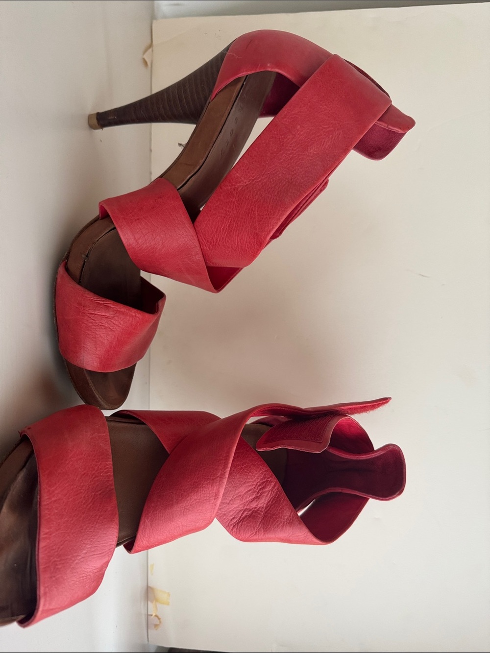 Theory Red Strappy High Heel Sandals - Picture 3 of 12